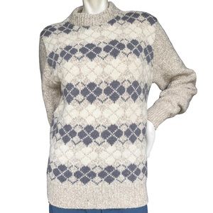 Vintage London Fog Outdoors Unlimited Wool Blend Argyle Sweater Size Medium